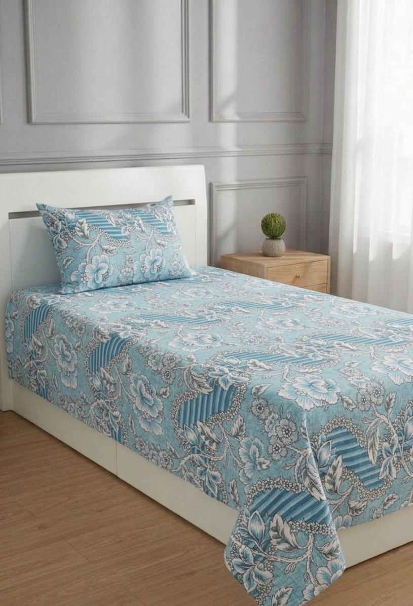 100% Pure Cotton Luxury Single Bedsheet – Soft, Breathable & Premium Quality