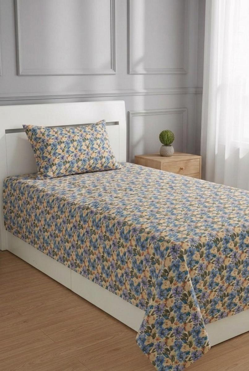 100% Pure Cotton Luxury Single Bedsheet – Soft, Breathable & Premium Quality