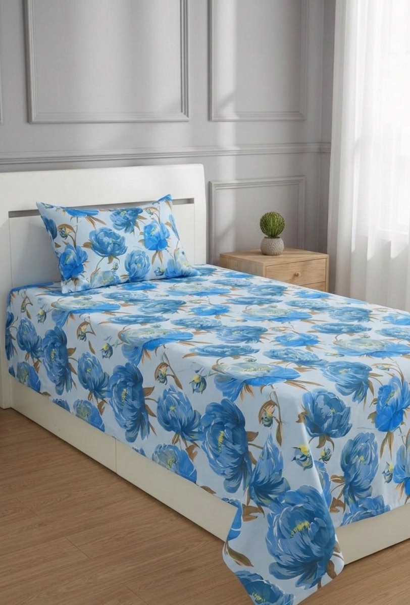 100% Pure Cotton Luxury Single Bedsheet – Soft, Breathable & Premium Quality